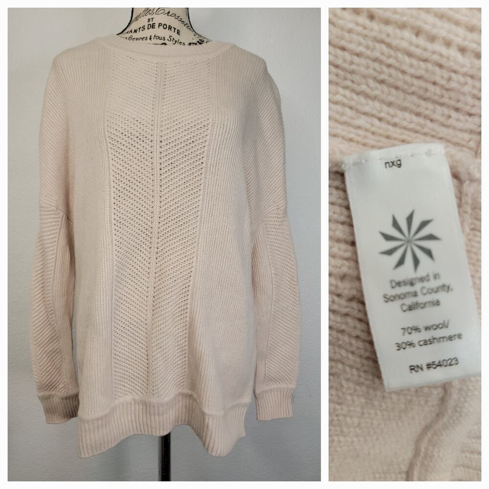 Athleta Habitat Crew Neck Ribbed Wool Cashmere Blend Pullover Sweater Small